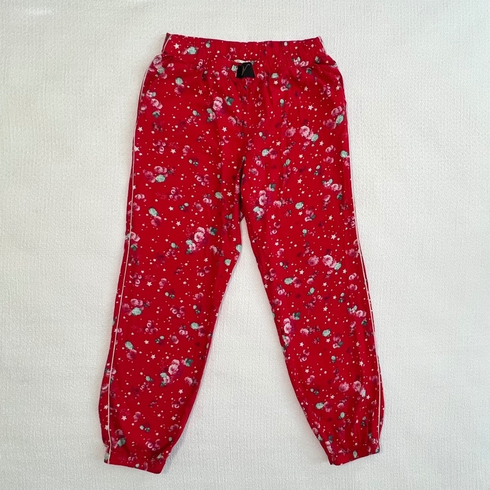 Victoria's Secret Sleep Pants Red Flowers Stars PJ Lounge Cotton Size Small